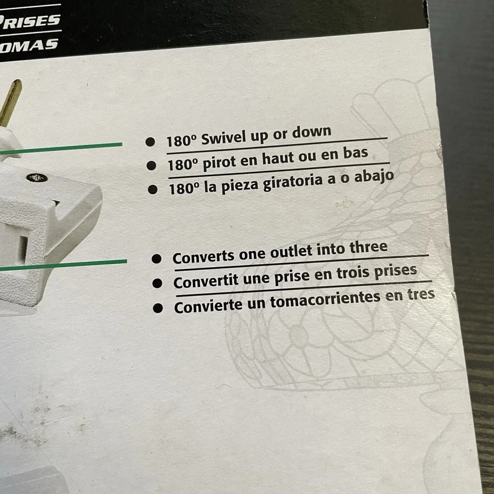 Leviton Triplex Swivel Receptacle Outlet Adapter 15A A-1609-1C-WH#️⃣Z08-0914